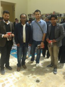 Moja team and holding a signing ceremony for the novel "Frankenstein in Baghdad" by the Iraqi novelist Ahmed Saadawi